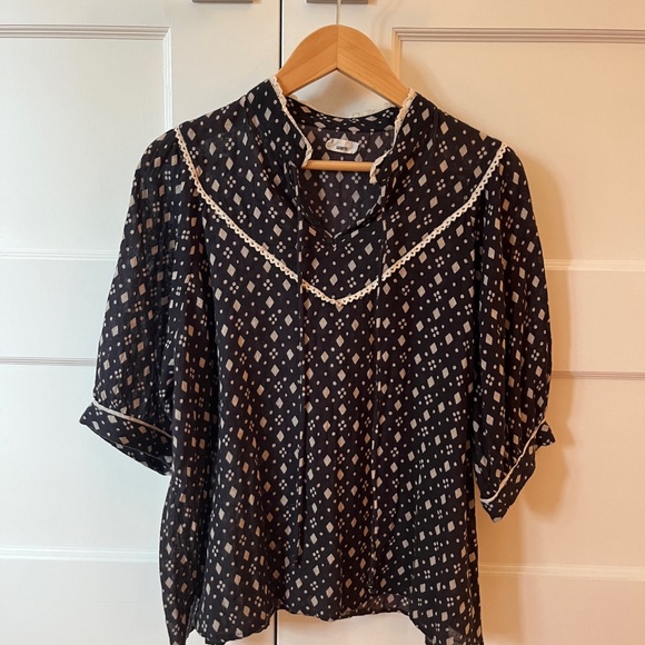 Warm NY dark navy short-sleeve blouse - Picture 2 of 3